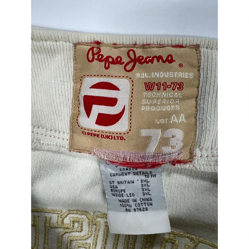 Pepe Jeans Baseball Jersey Mens 3XL Cream Red 73 Anniversary Ribbed Cotton PJL